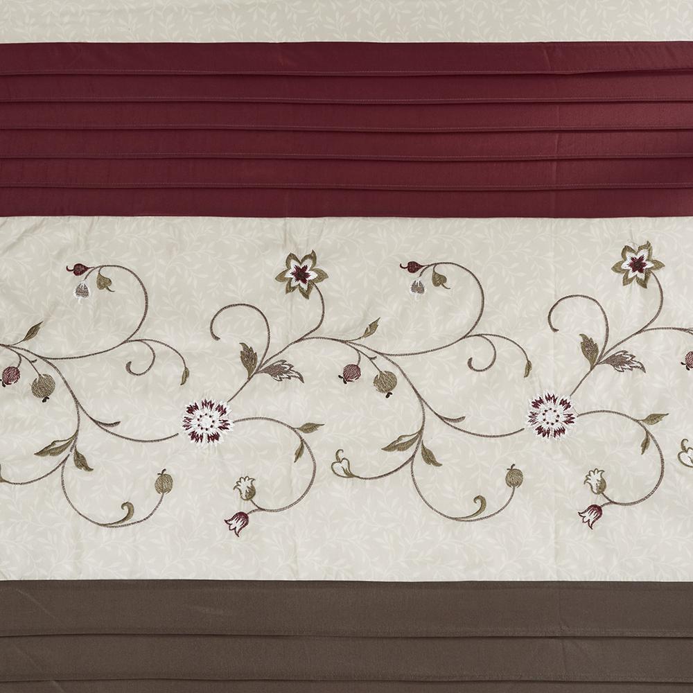 Faux Silk Embroidered Floral Shower Curtain. Picture 1