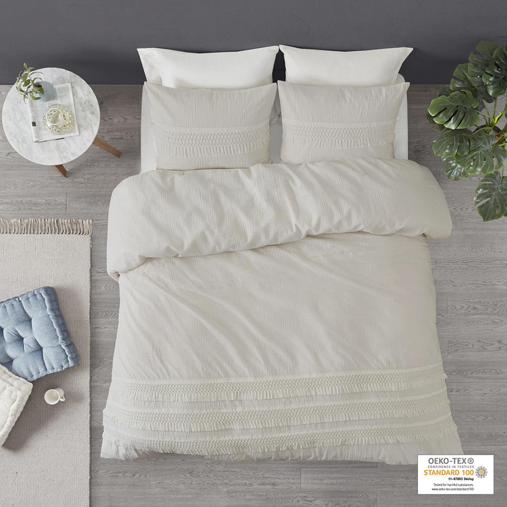 3 Piece Cotton Seersucker Duvet Cover Set. Picture 4