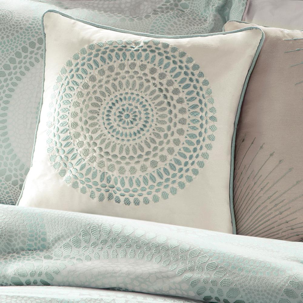 Baxter 7 Piece Jaquard Comforter Set, Seafoam/Sage color. Picture 1