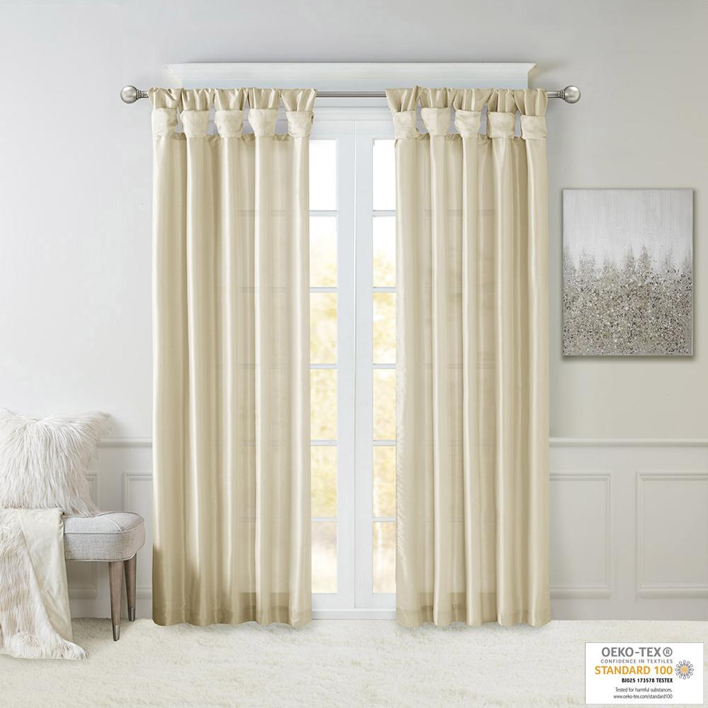 Twist Tab Lined Window Curtain Panel. Picture 1