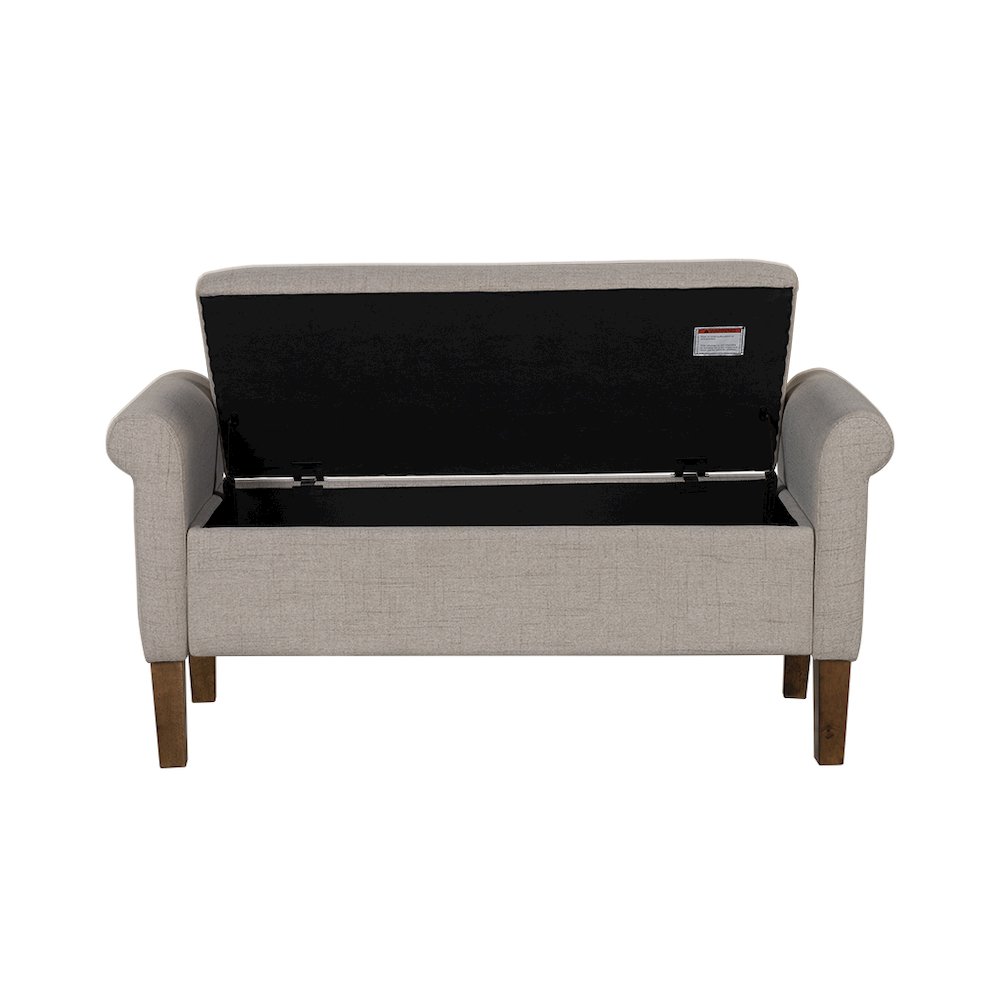 Aubrey Upholstered Storage Bench, Cream color. Picture 4