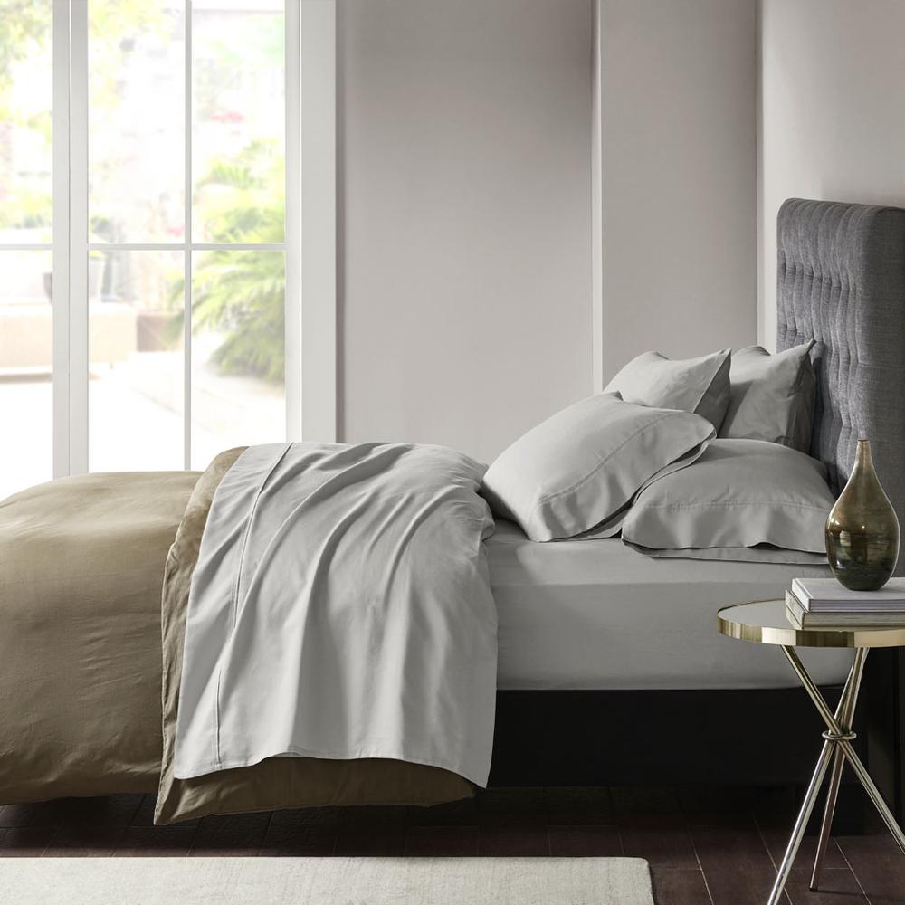 800 Thread Count Cotton Blend Sateen Sheet Set, Grey color. Picture 4