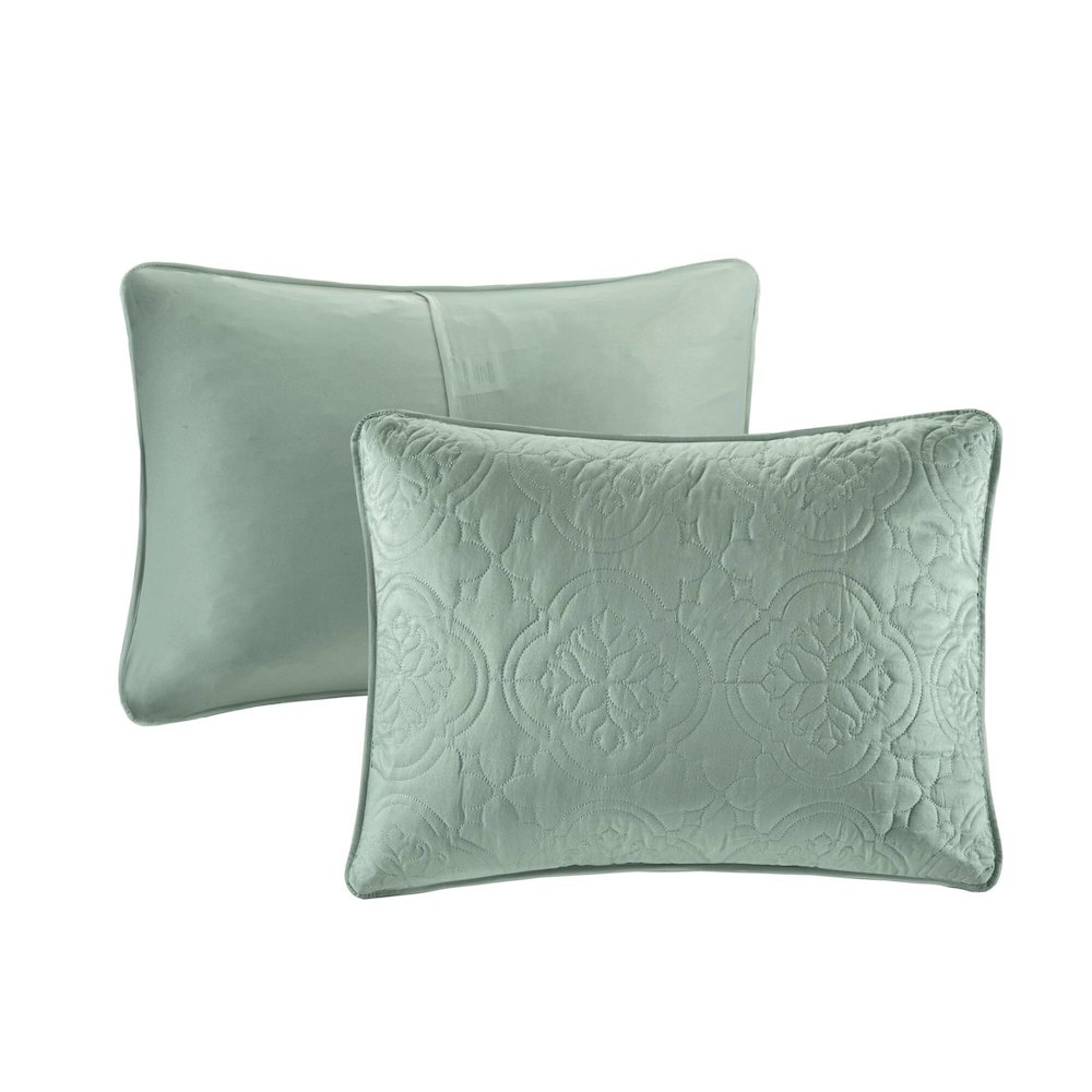 Oakley 3 Piece Reversible Bedspread Set, Seafoam color. Picture 1