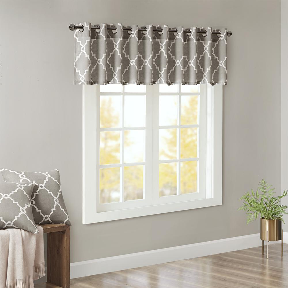Fretwork Print Grommet Top Window Valance. Picture 2