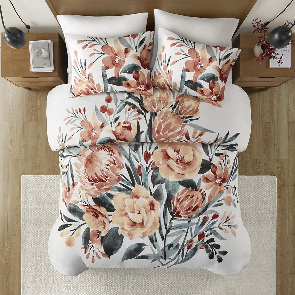 3 Piece Floral Cotton Duvet Cover Set. Picture 3
