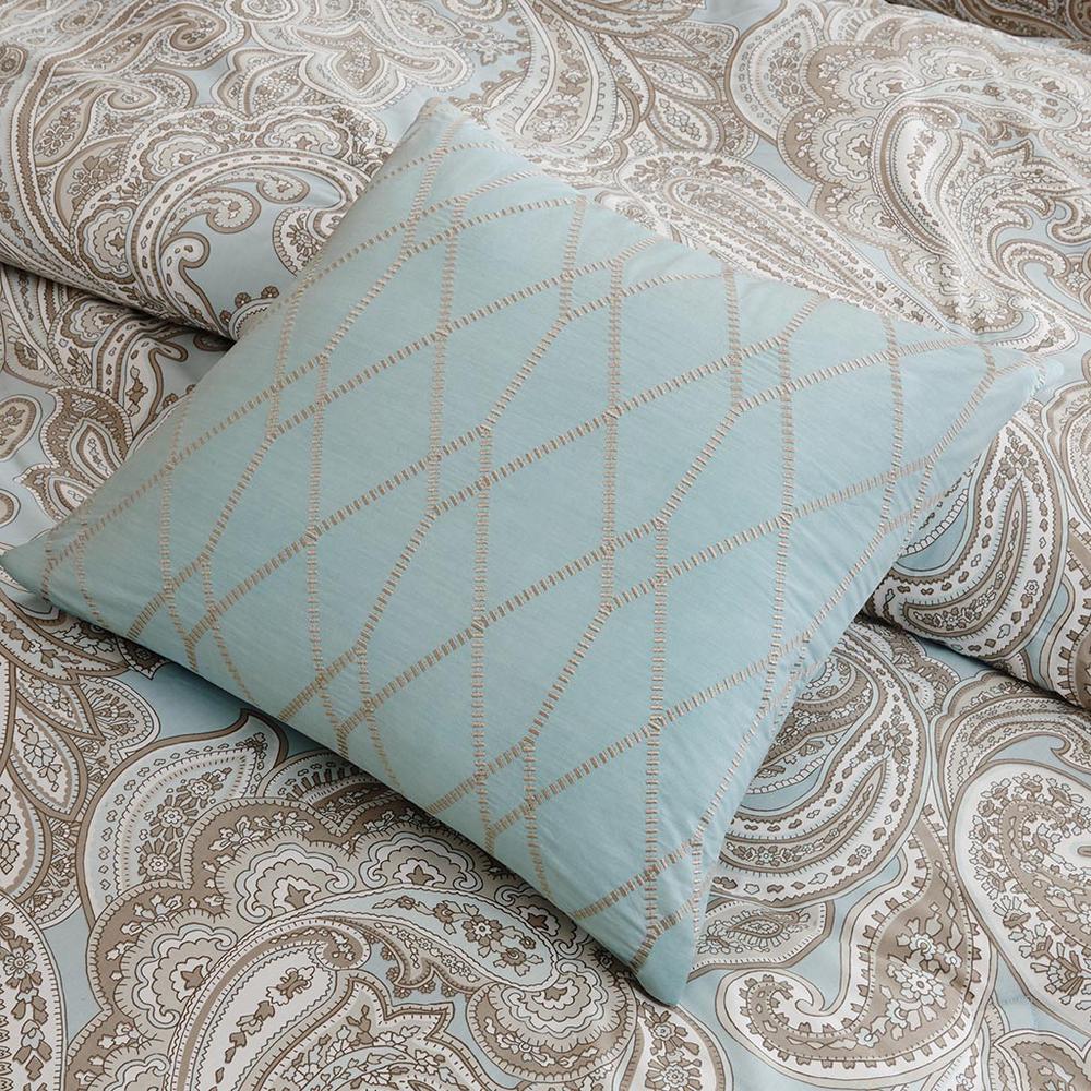 Ronan 5 Piece Cotton Comforter Set, Blue color. Picture 5