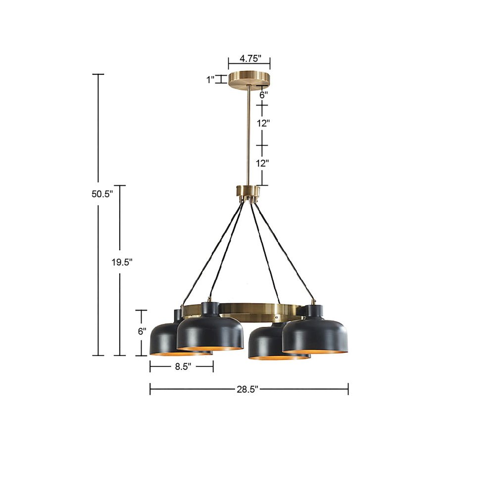 4-Light Metal Shade Chandelier. Picture 3