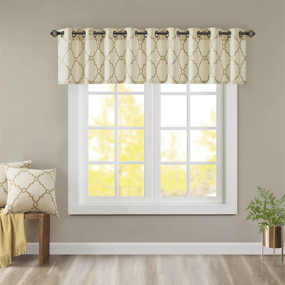 Fretwork Print Grommet Top Window Valance. Picture 4