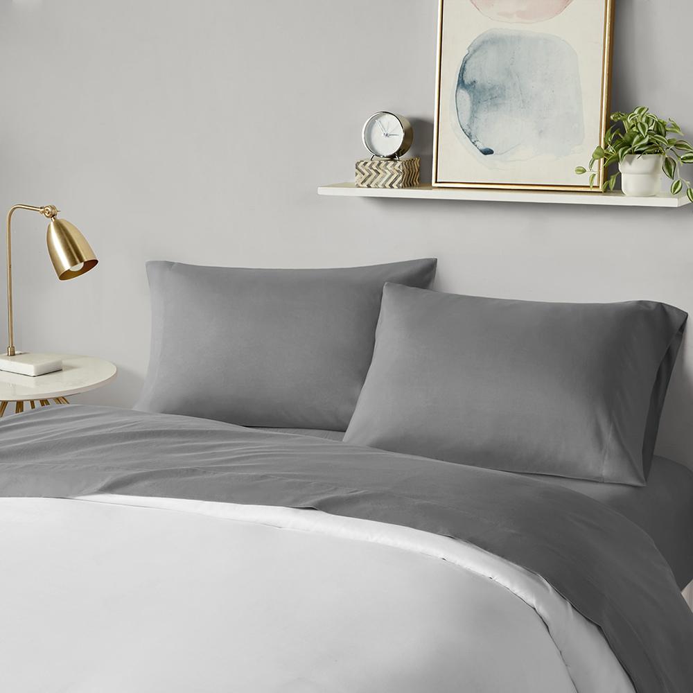 Microfiber All Season Soft Touch Sheet Set, Charcoal color. Picture 5