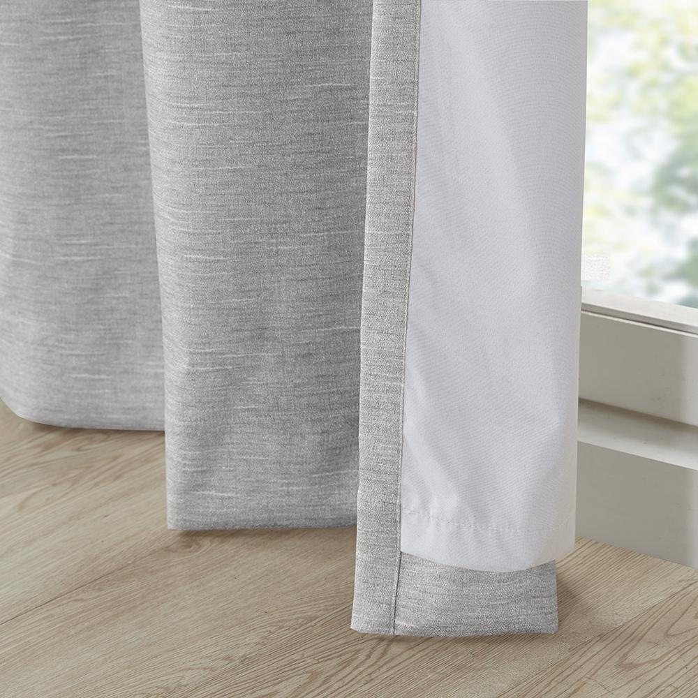 Tonal Printed Faux Silk Room Darkening Curtain Panel Pair. Picture 1