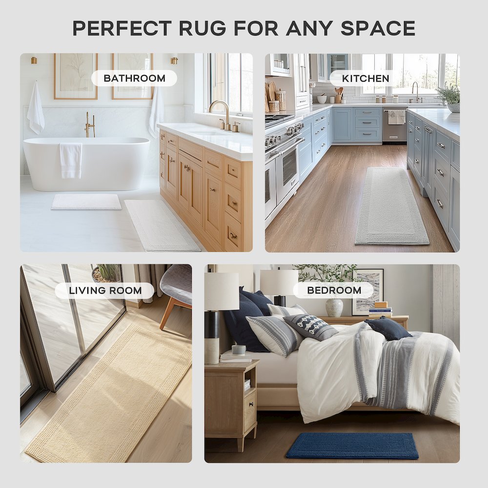 100% Cotton Tufted 3000 GSM Reversible Bath Rug. Picture 4