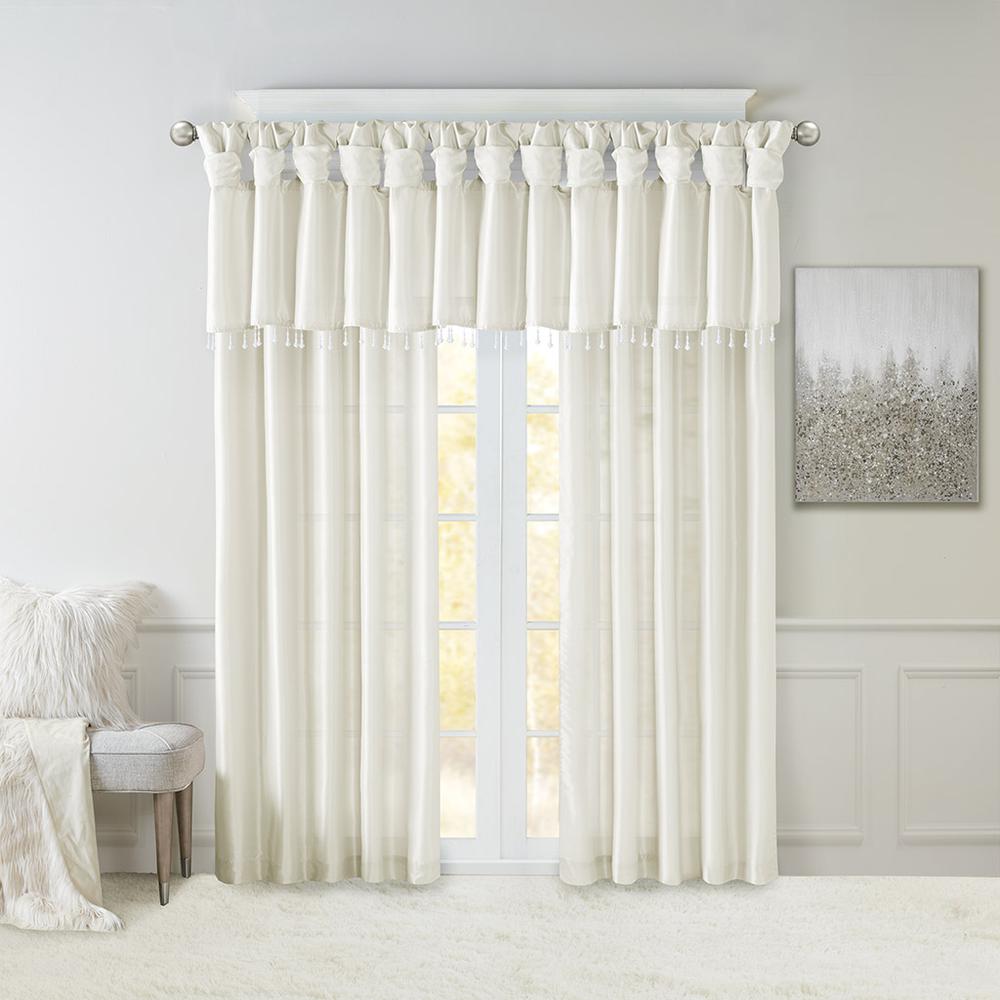 Twist Tab Lined Window Curtain Panel Pair. Picture 1