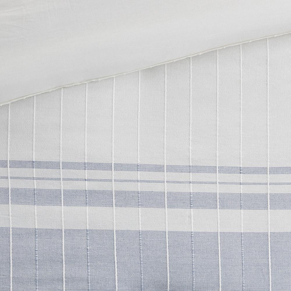 Morgan 5 Piece Cotton Jaquard Duvet Set, White/Blue color. Picture 2