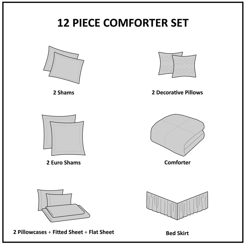 12 Piece Comforter Set with Cotton Bed Sheets. Picture 1
