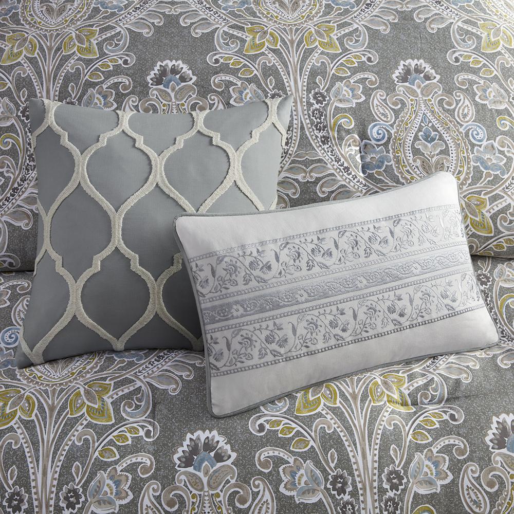 Hallie 6 Piece Cotton Comforter Set, Grey color. Picture 2
