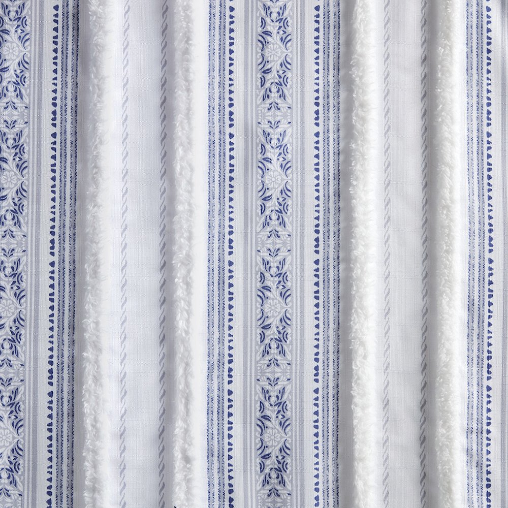 Poly Printed Curtain Panel with Tufted Stripe and Lining. Picture 3