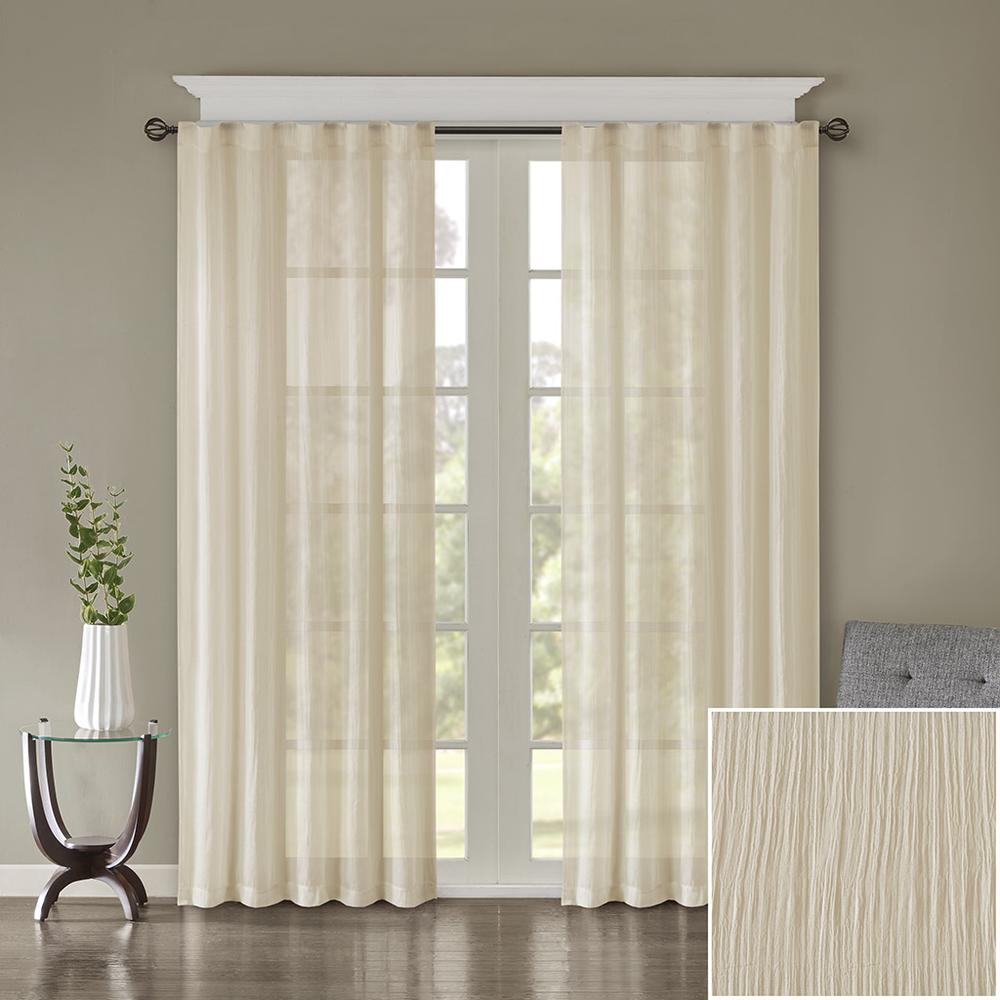 Solid Crushed Curtain Panel Pair. Picture 1