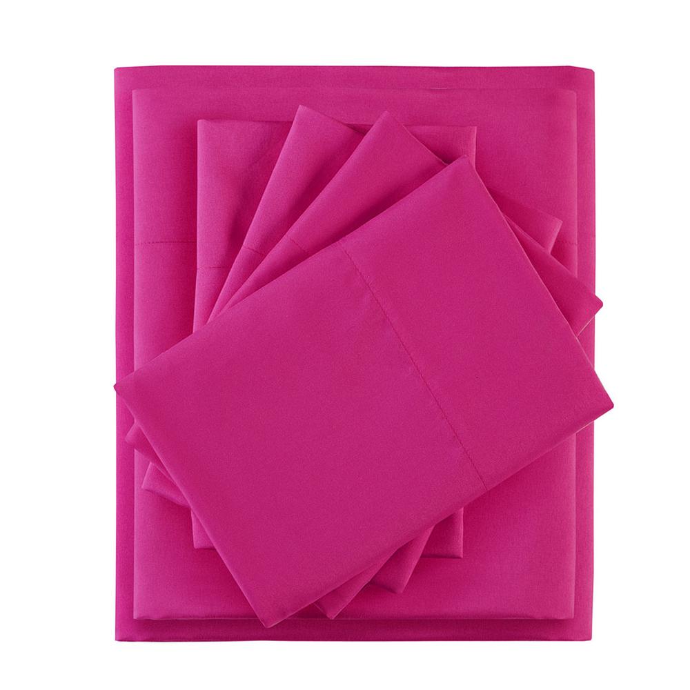 Microfiber Sheet Set with Side Storage Pockets, Pink color. Picture 1