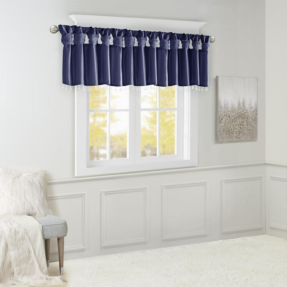 Lightweight Faux Silk Valance With Beads. Picture 3