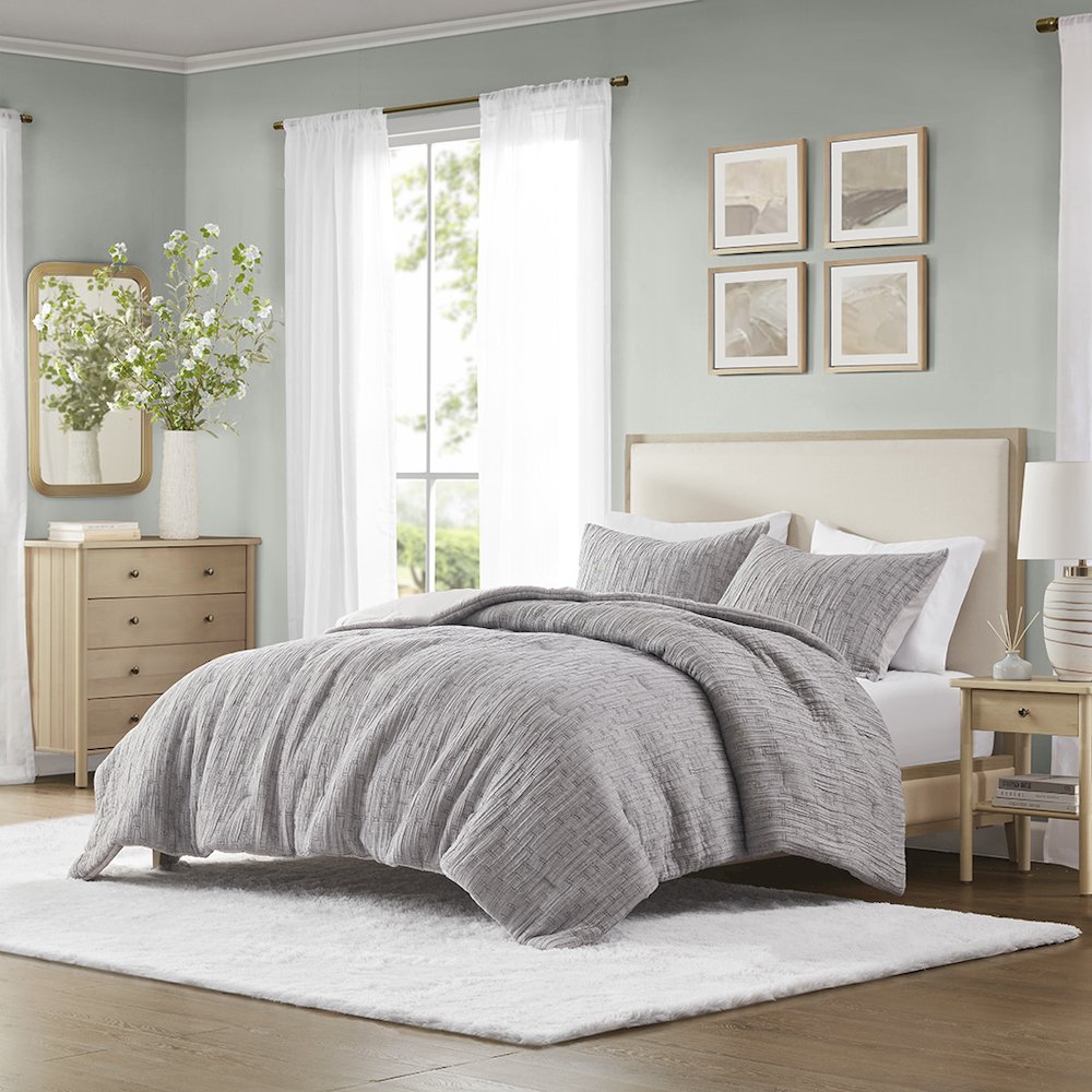 Arlo Oversized Comforter Set, Charcoal color. Picture 1