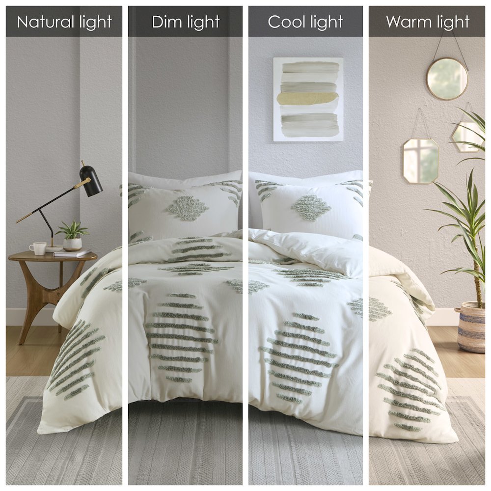 3 Piece Cotton Blend Chenille Duvet Cover Set. Picture 3