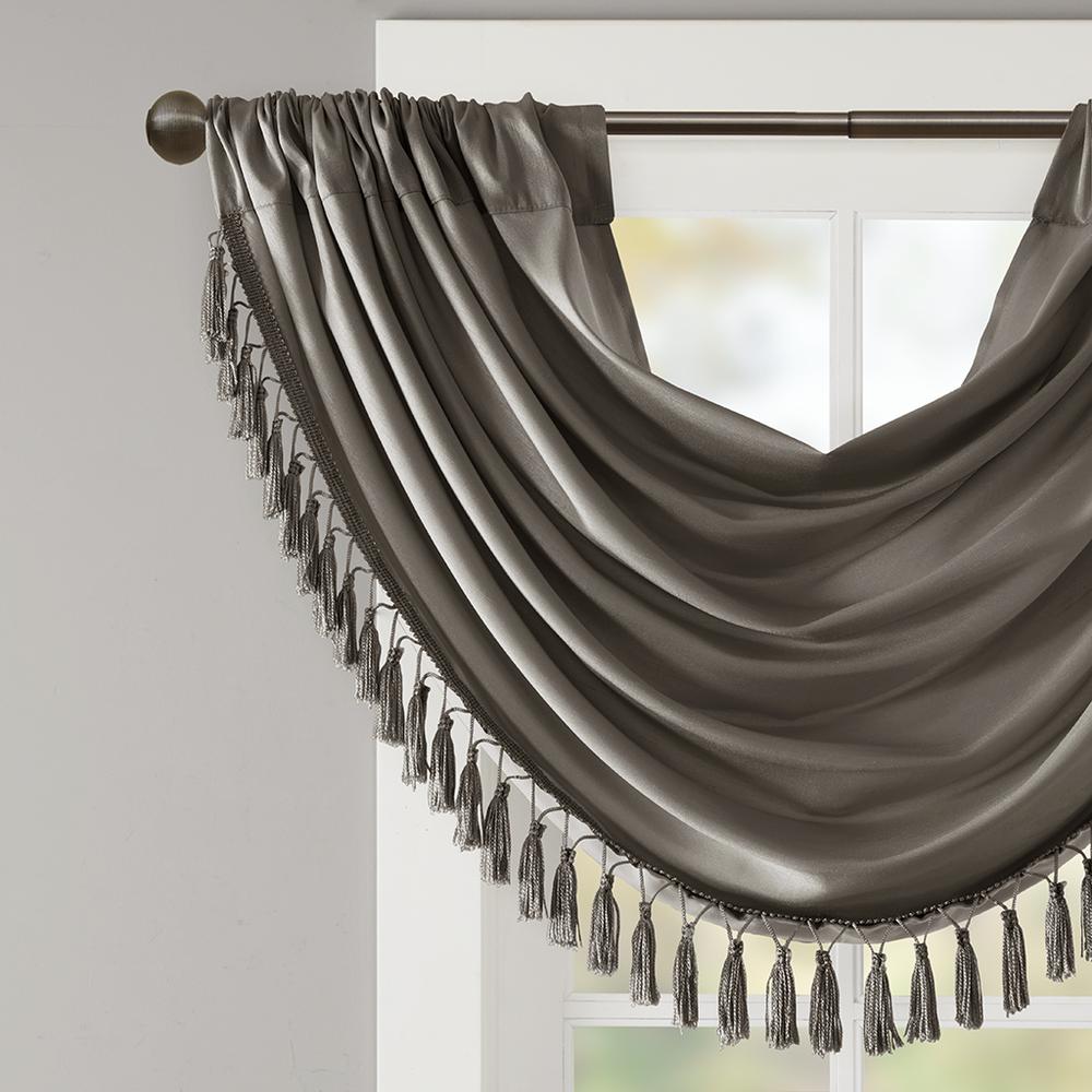 Faux Silk Waterfall Embellished Valance. Picture 1