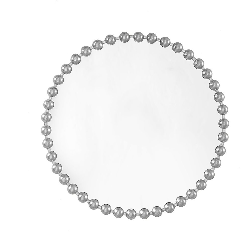 Beaded Round Wall Mirror 36"D. Picture 4