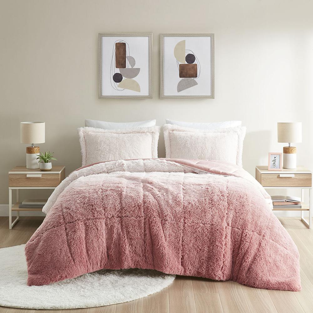 Ombre Shaggy Long Fur Comforter Mini Set. Picture 1