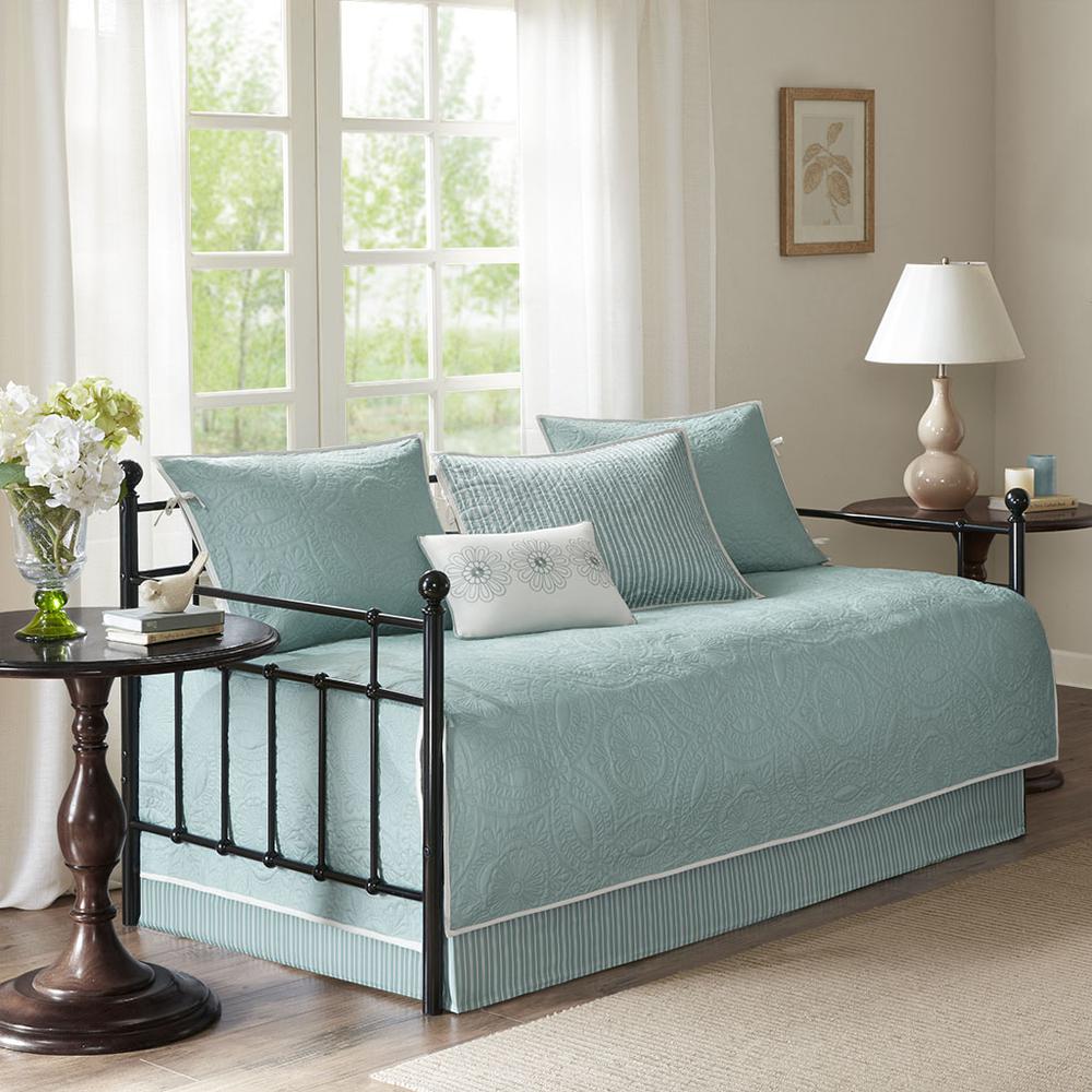 Peyton 6 Piece Reversible Daybed Cover Set, Blue color. Picture 4