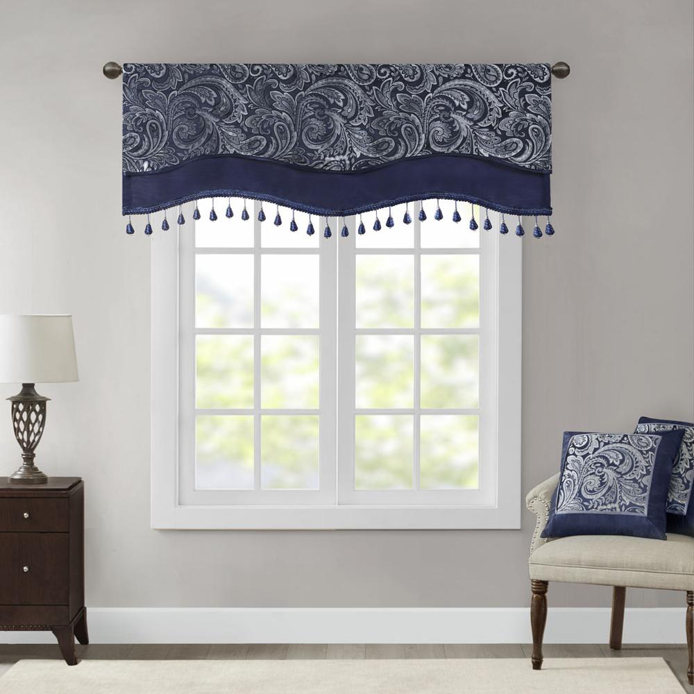 Jacquard Window Rod Pocket Valance With Beads. Picture 4
