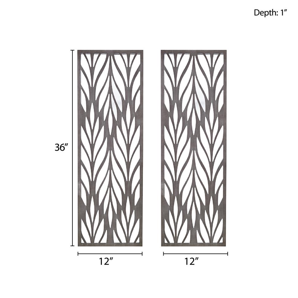 Grey Laser Cut Wood 2-piece Panel Wall Decor Set. Picture 2