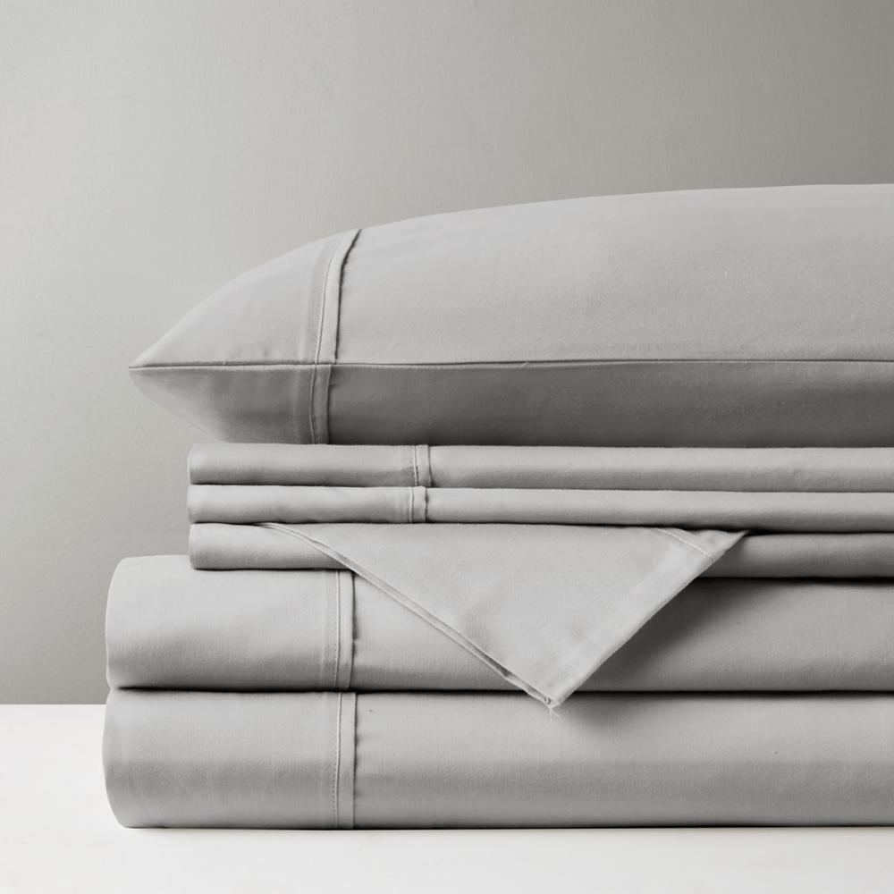 800 Thread Count Cotton Blend Sateen Sheet Set, Grey color. Picture 5