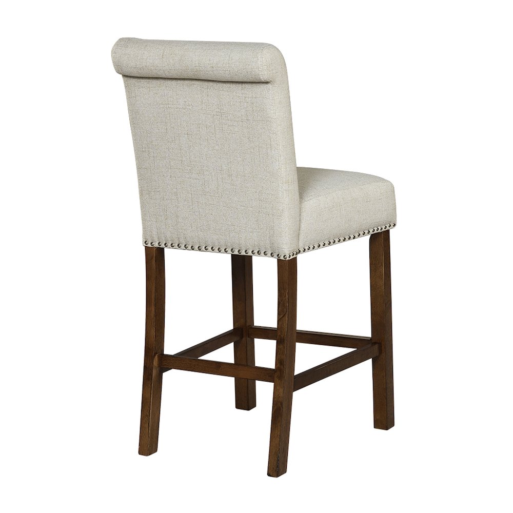 Upholstered Counter Stool with Nailhead Trim Set of 2. Picture 2