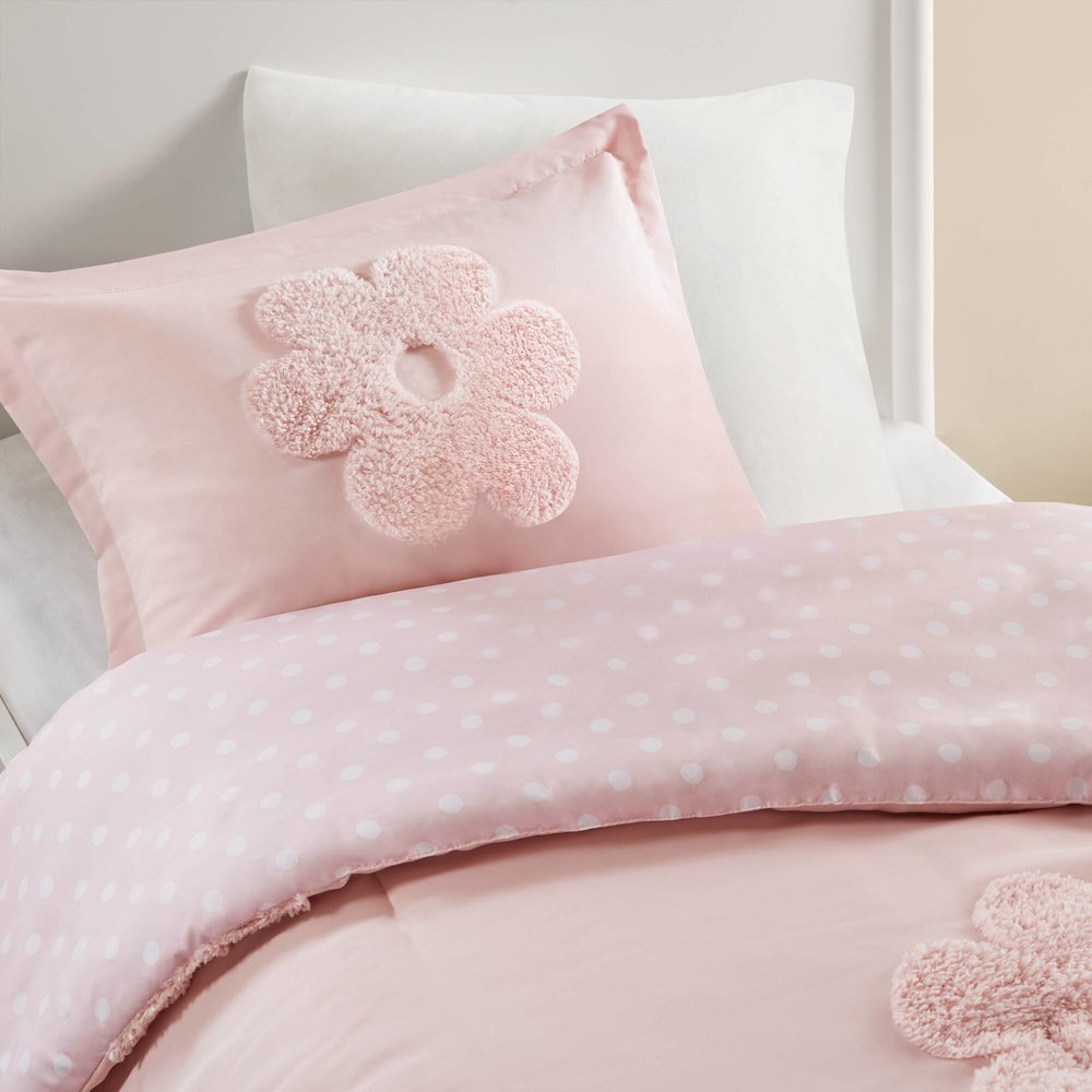 Floral Reversible Tufted Chenille Duvet Cover Set. Picture 5