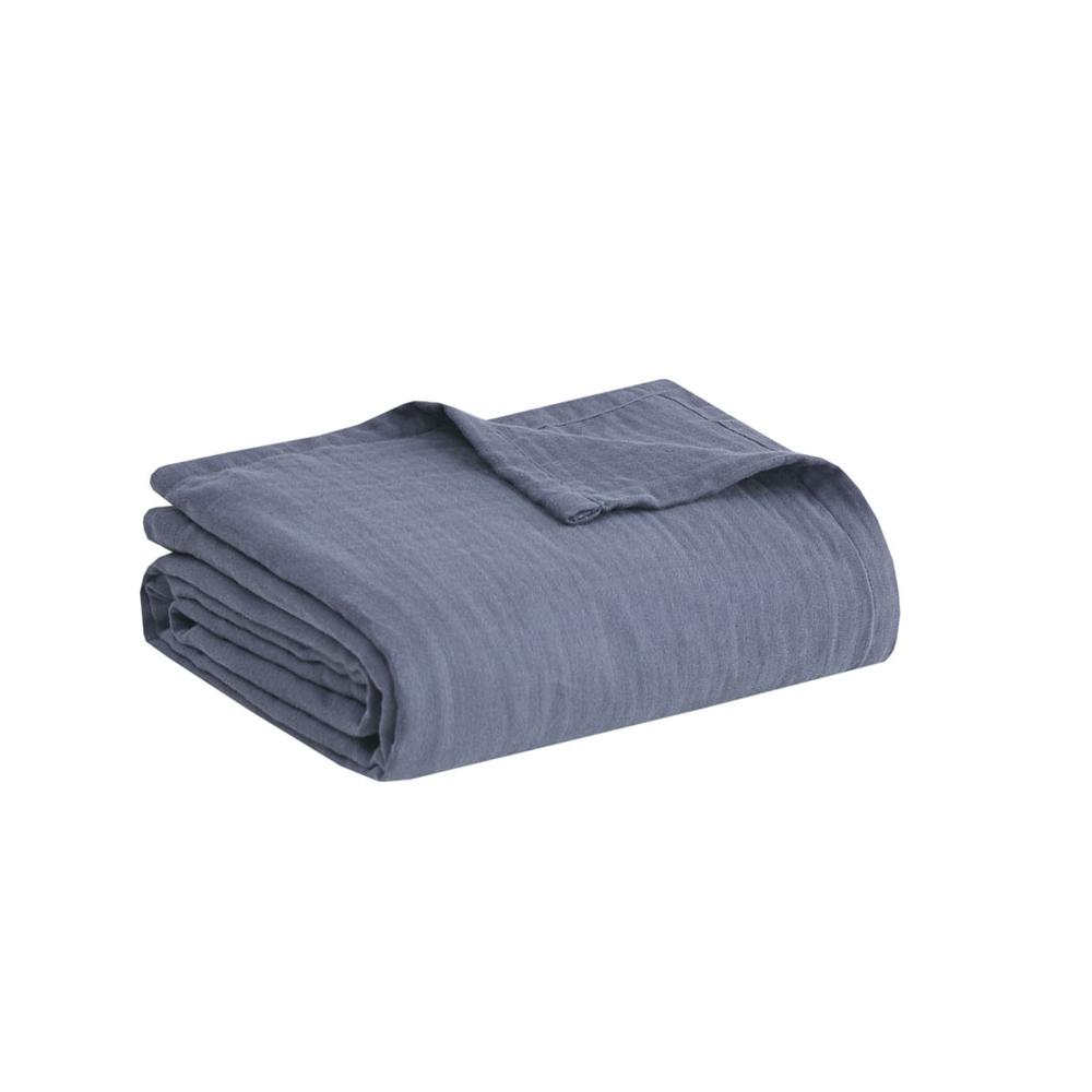 Gauze 100% Cotton Lightweight Blanket, Blue color. Picture 5
