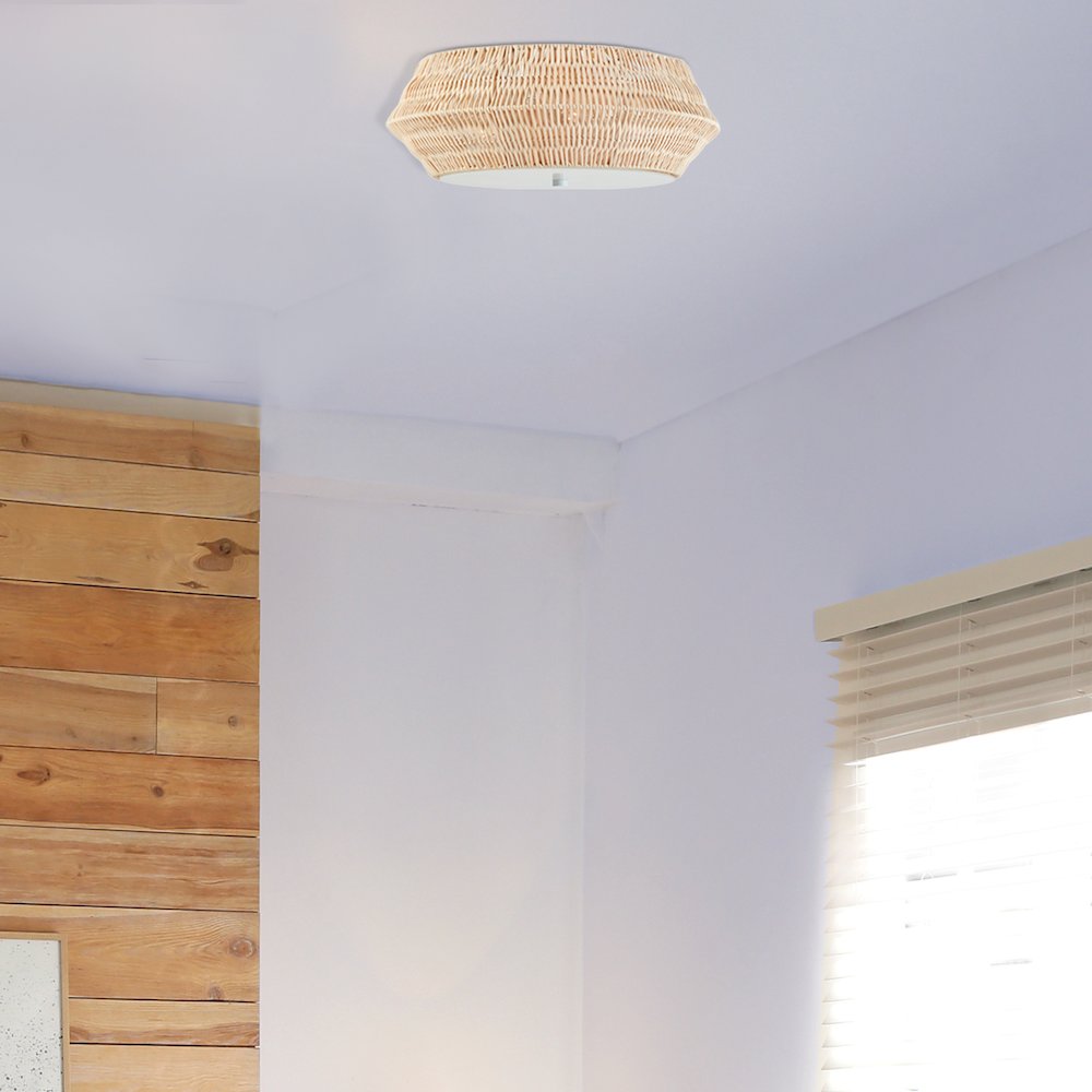 Boho Bamboo Flush Mount Ceiling Light. Picture 5