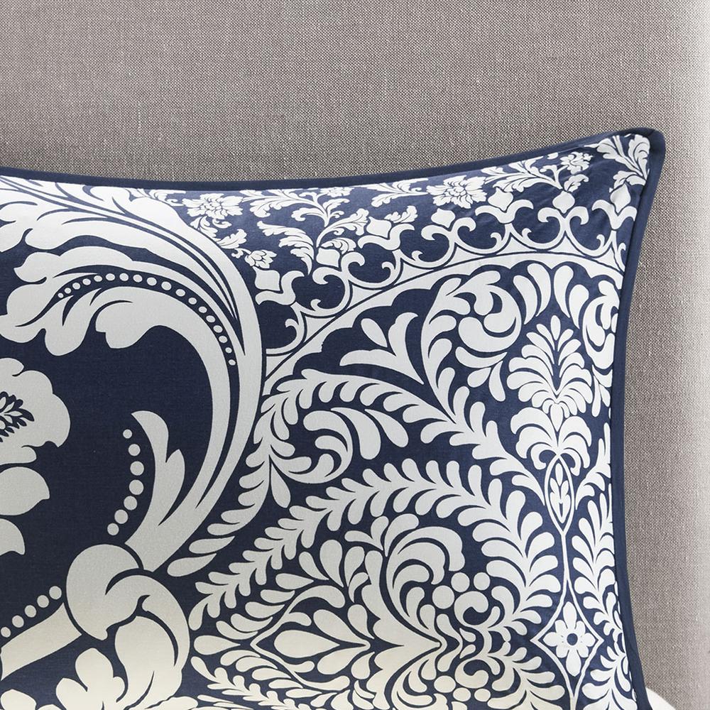 Vienna 6 Piece Printed Duvet Cover Set, Indigo color. Picture 5