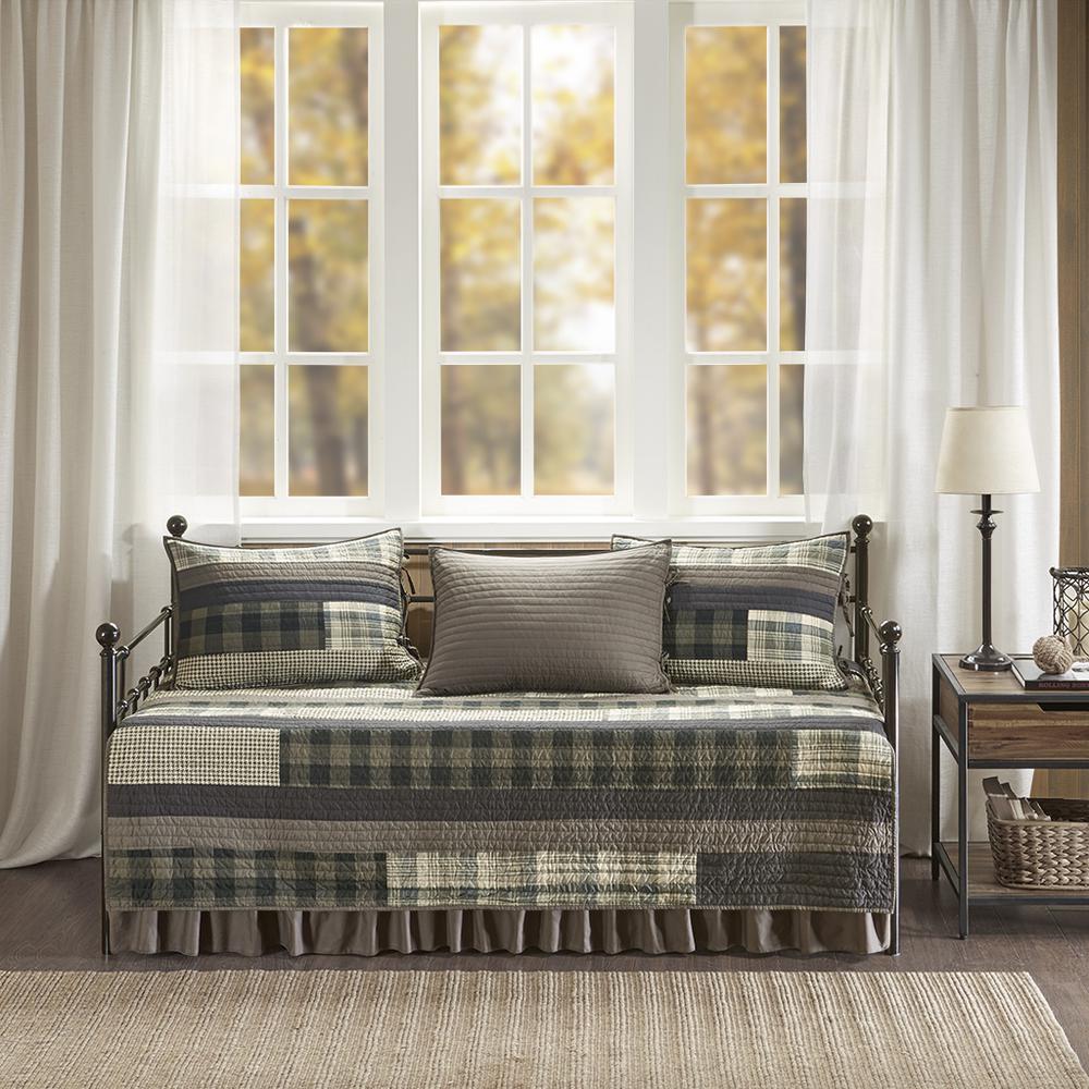Winter Plains 5 Piece Day Bed Cover Set, Tan color. Picture 2