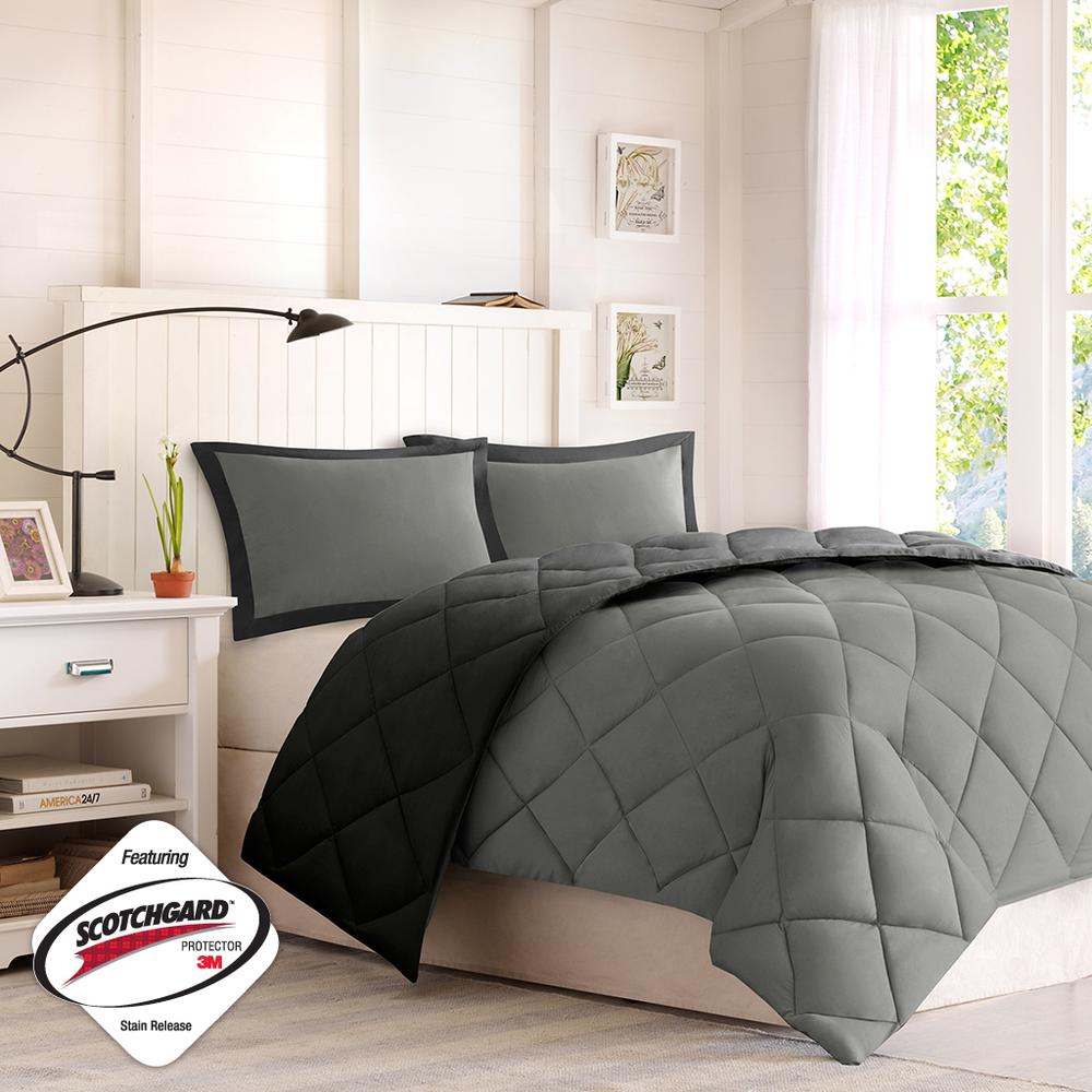 3M Scotchgard Diamond Quilting Reversible Down Alternative Comforter Set. Picture 2