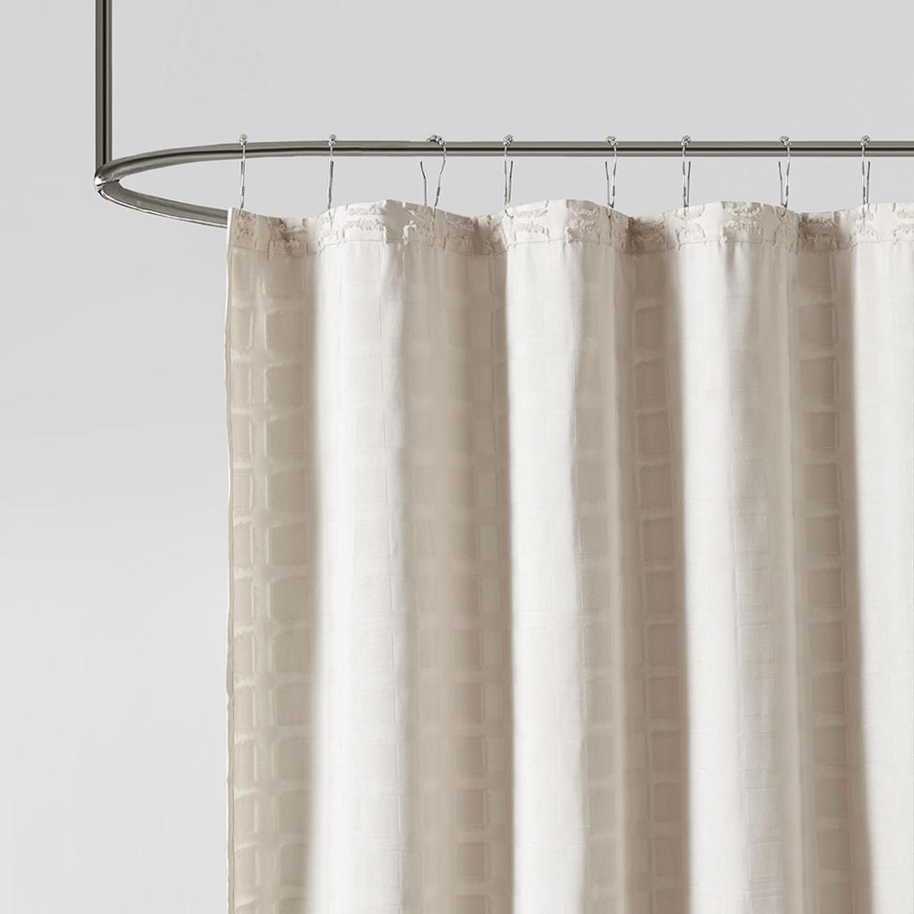 Woven Clipped Solid Shower Curtain. Picture 2