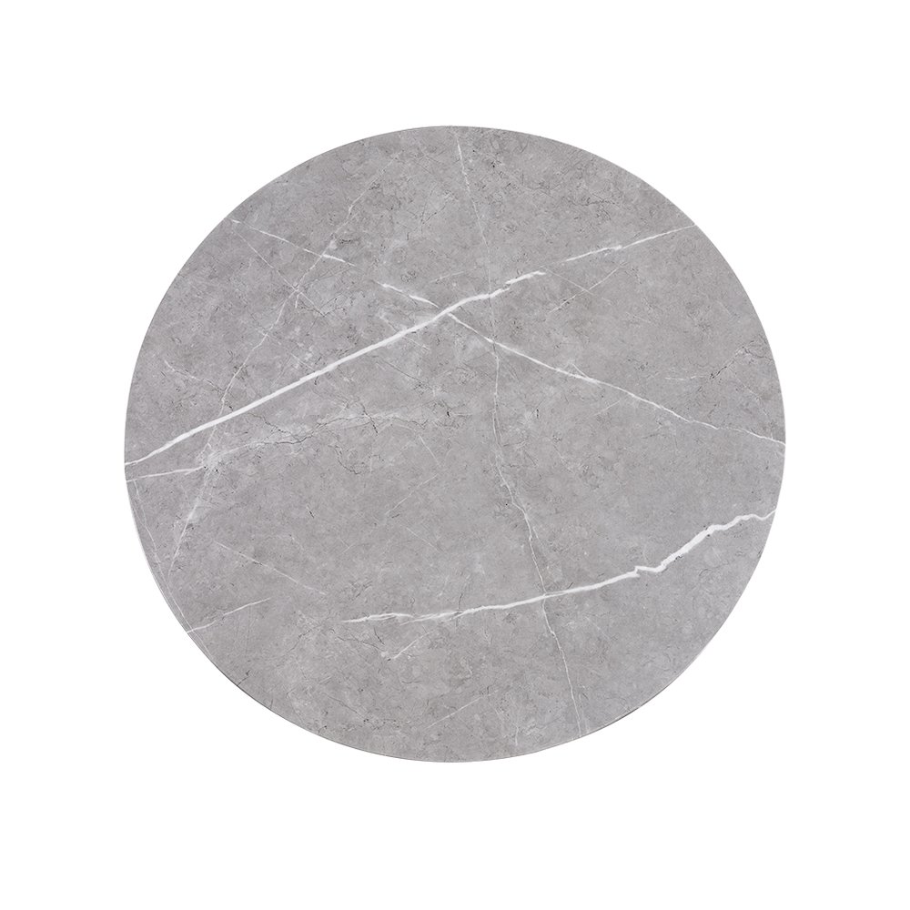 Round Mixed Material Coffee Table with Shelf. Picture 3