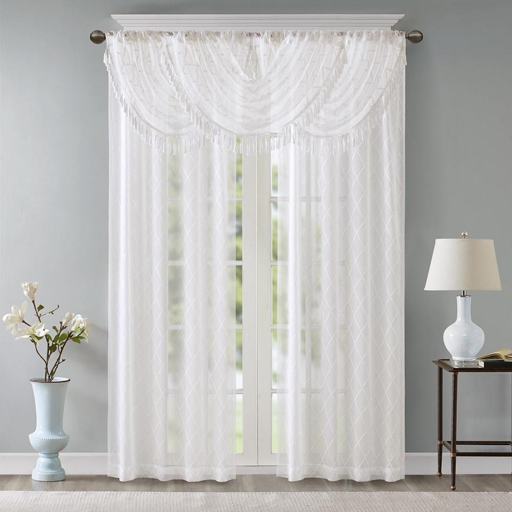 Diamond Sheer Embroidered Waterfall Valance. Picture 1