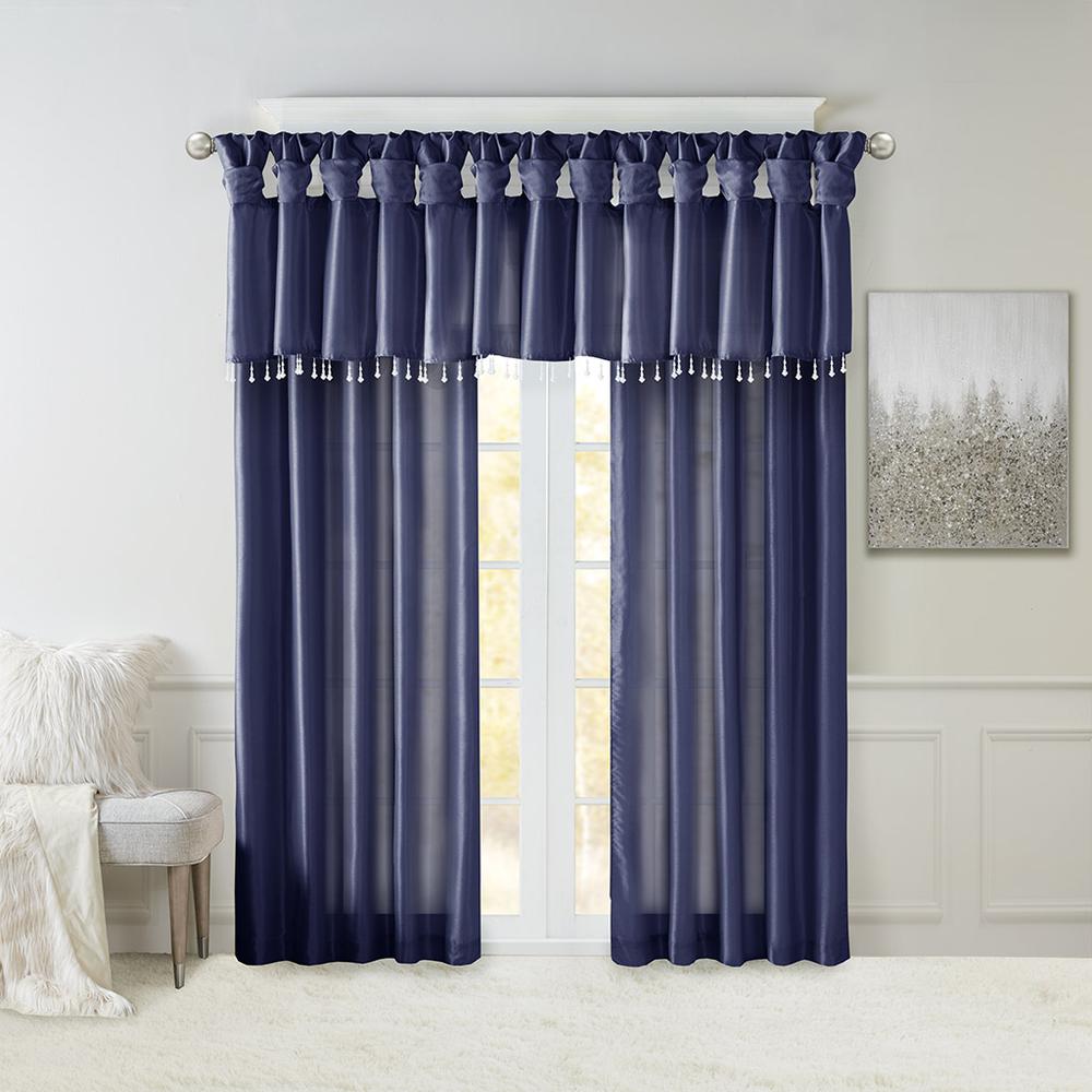 Lightweight Faux Silk Valance With Beads. Picture 2