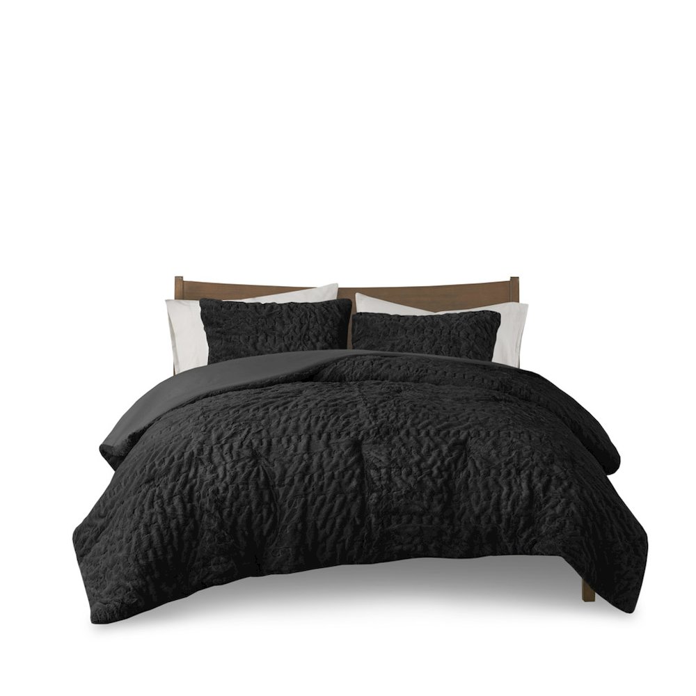 Ruched Fur Down Alternative Comforter Set. Picture 3