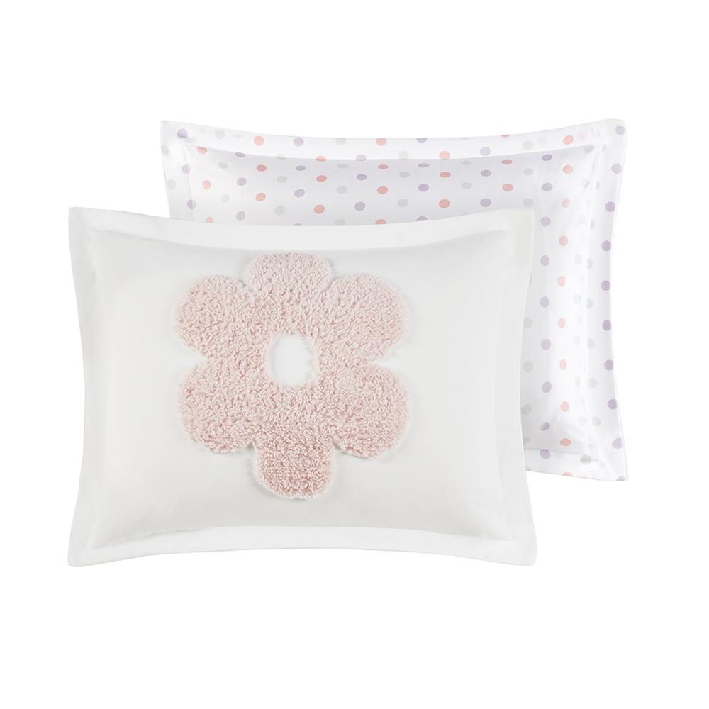 Floral Reversible Tufted Chenille Comforter Set with Flower Throw Pillow. Picture 2