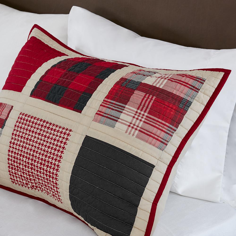 Huntington 100% Cotton Oversized Quilt Mini Set, Red color. Picture 1