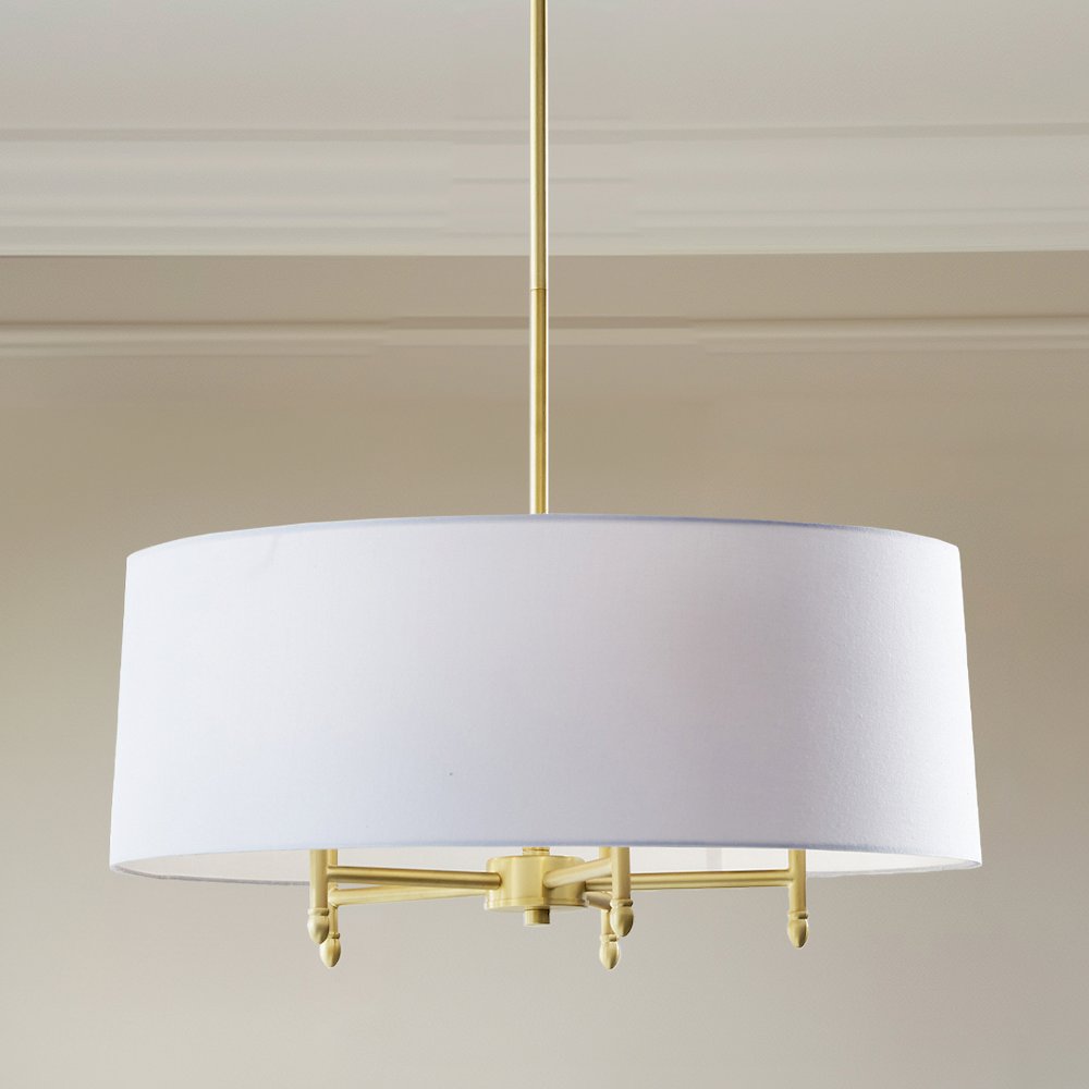5-Light White Drum Shade Chandelier. Picture 3