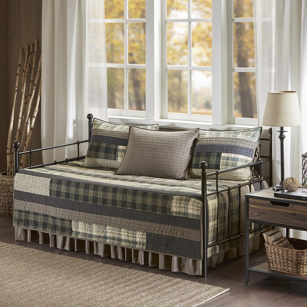 Winter Plains 5 Piece Day Bed Cover Set, Tan color. Picture 4