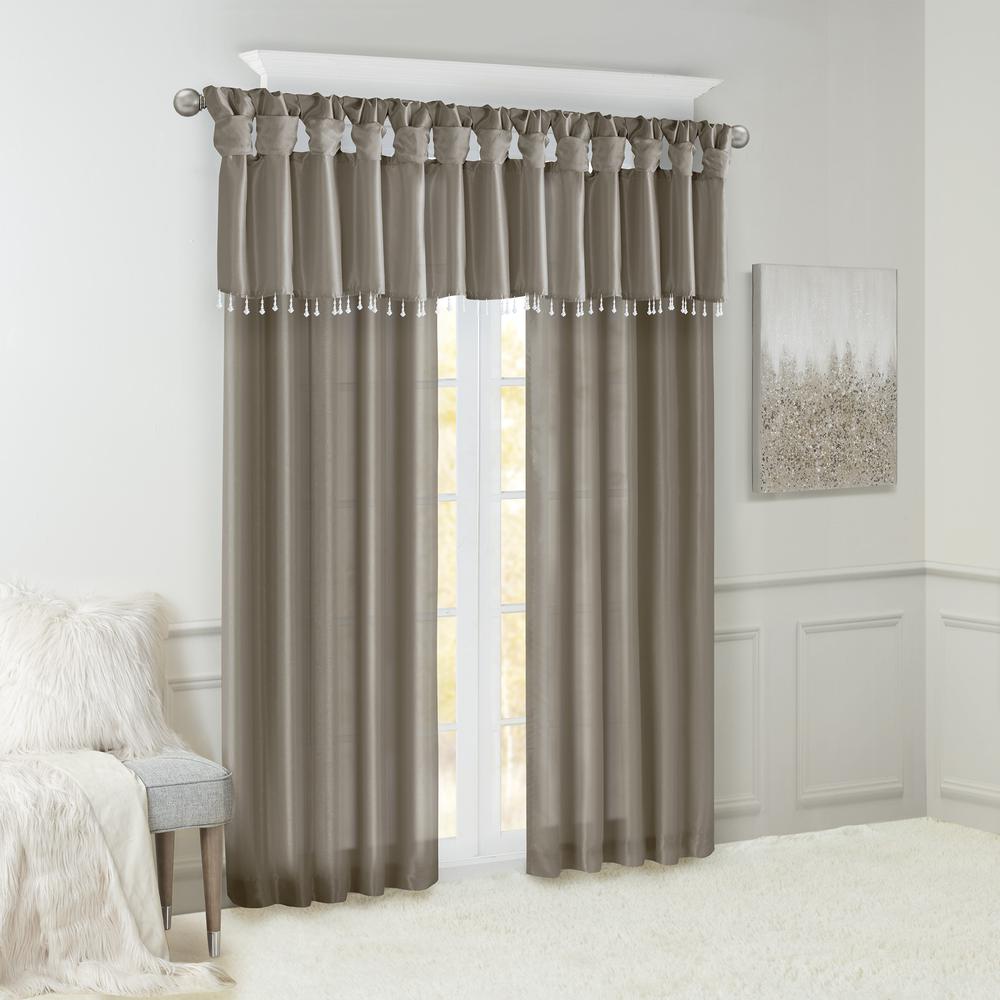 Lightweight Faux Silk Valance With Beads. Picture 2