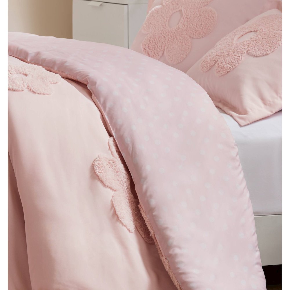 Floral Reversible Tufted Chenille Duvet Cover Set. Picture 3